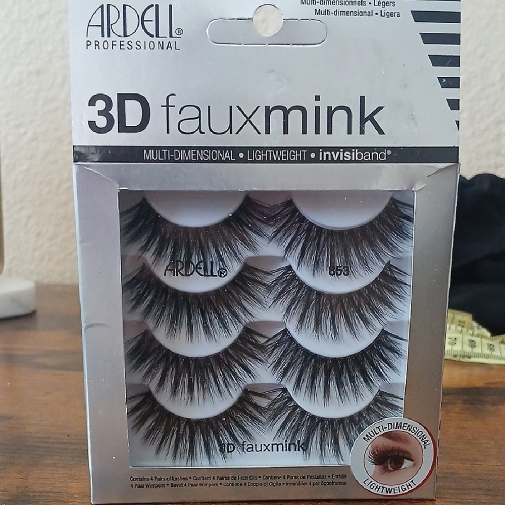Ardell 3D Faux Mink Multi Dimensional, Lightweight #853 Lashes Pack 4 Pairs